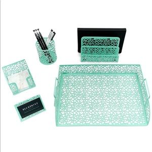 Mint Green Desk Organizers-5 Piece Cute Desk Set